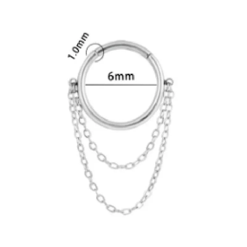 Chain inlaid zircon nose ring earring made from titanium alloy with round shape and simple unisex design