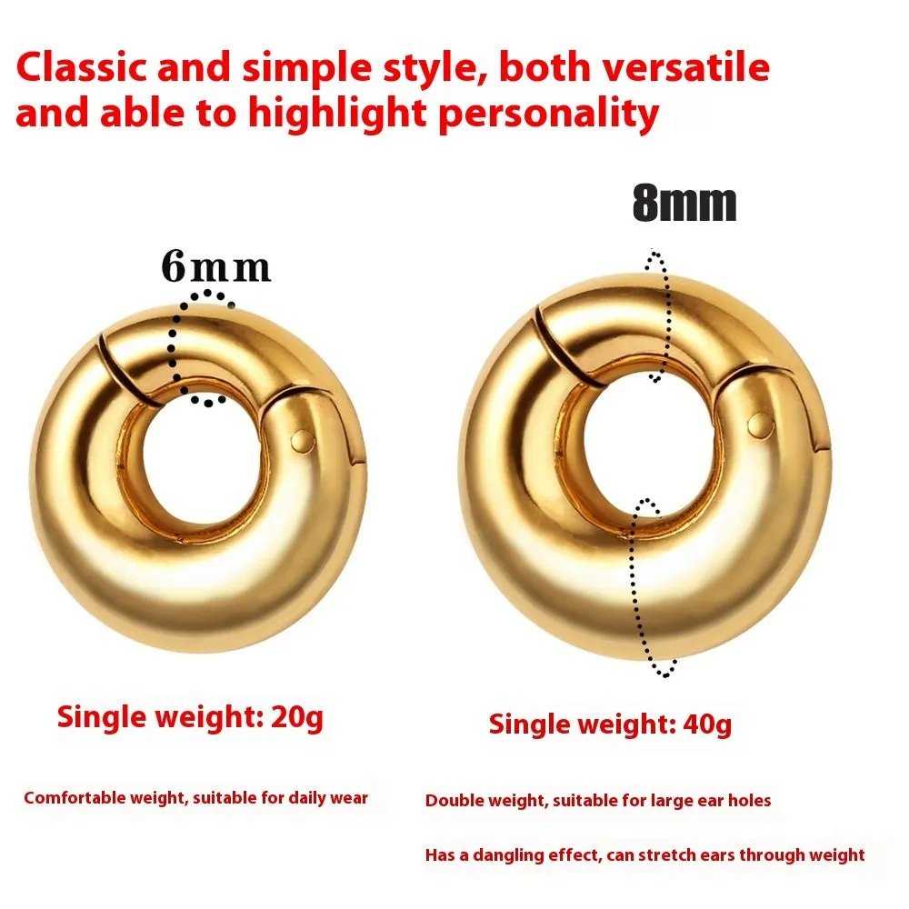 Insight glossy ring earring single ear hook in titanium steel ball pattern in black 6mm size