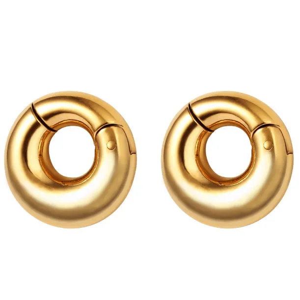 Insight glossy ring earring single ear hook in titanium steel ball pattern in black 6mm size