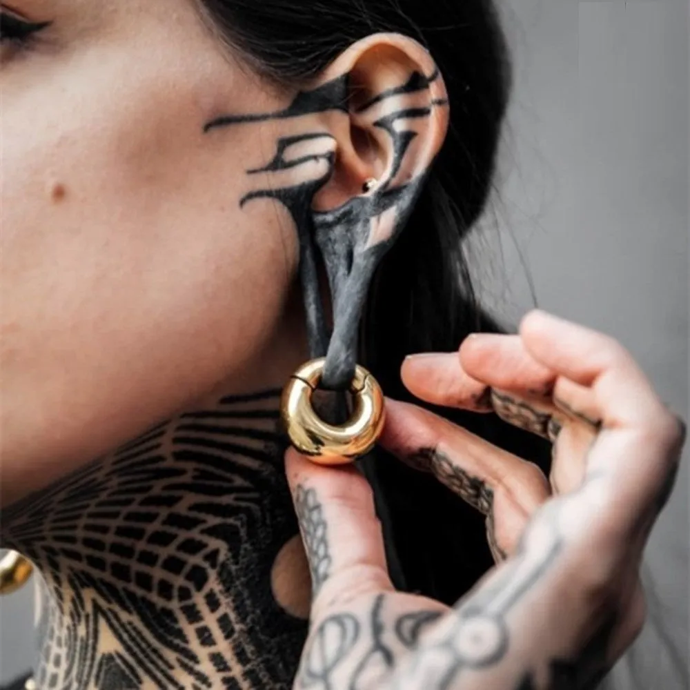 Insight glossy ring earring single ear hook in titanium steel ball pattern in black 6mm size