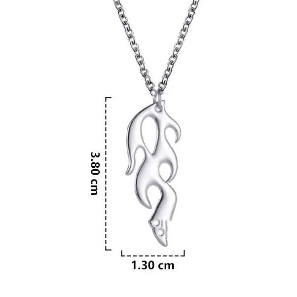 Silver alloy fire element pendant necklace on regular chain punk domineering style