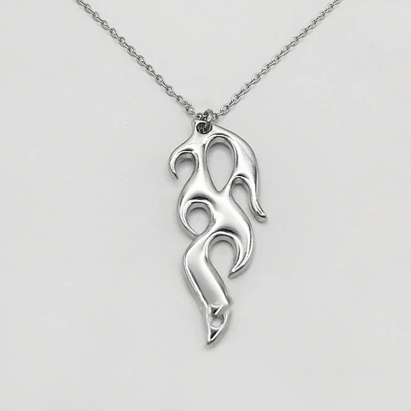 Silver alloy fire element pendant necklace on regular chain punk domineering style