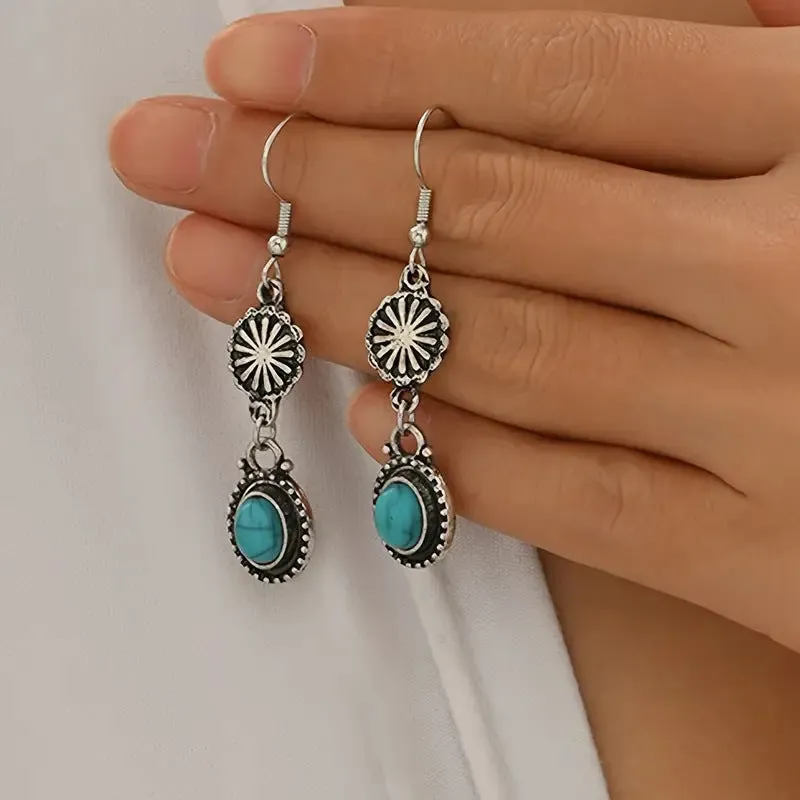Alloy geometric retro jewellery set with grid pattern earrings necklace bracelet