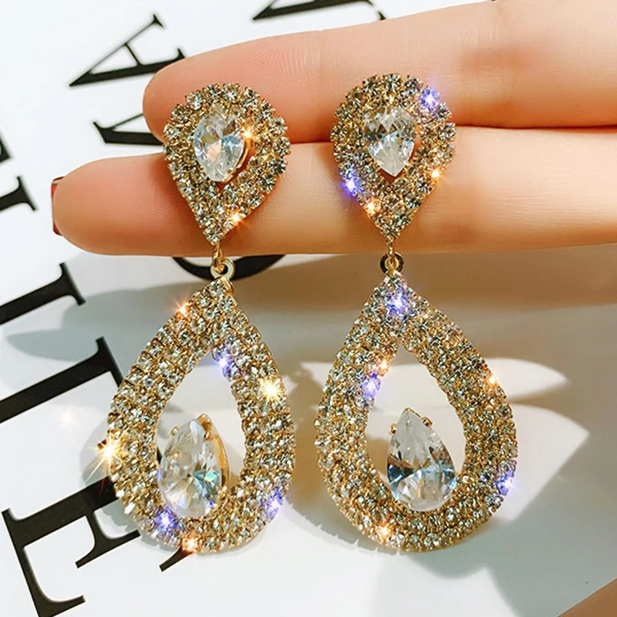 Rhinestone earrings love butterfly flower tassel in silver gold pink black, electroplated finish with imitation pearl