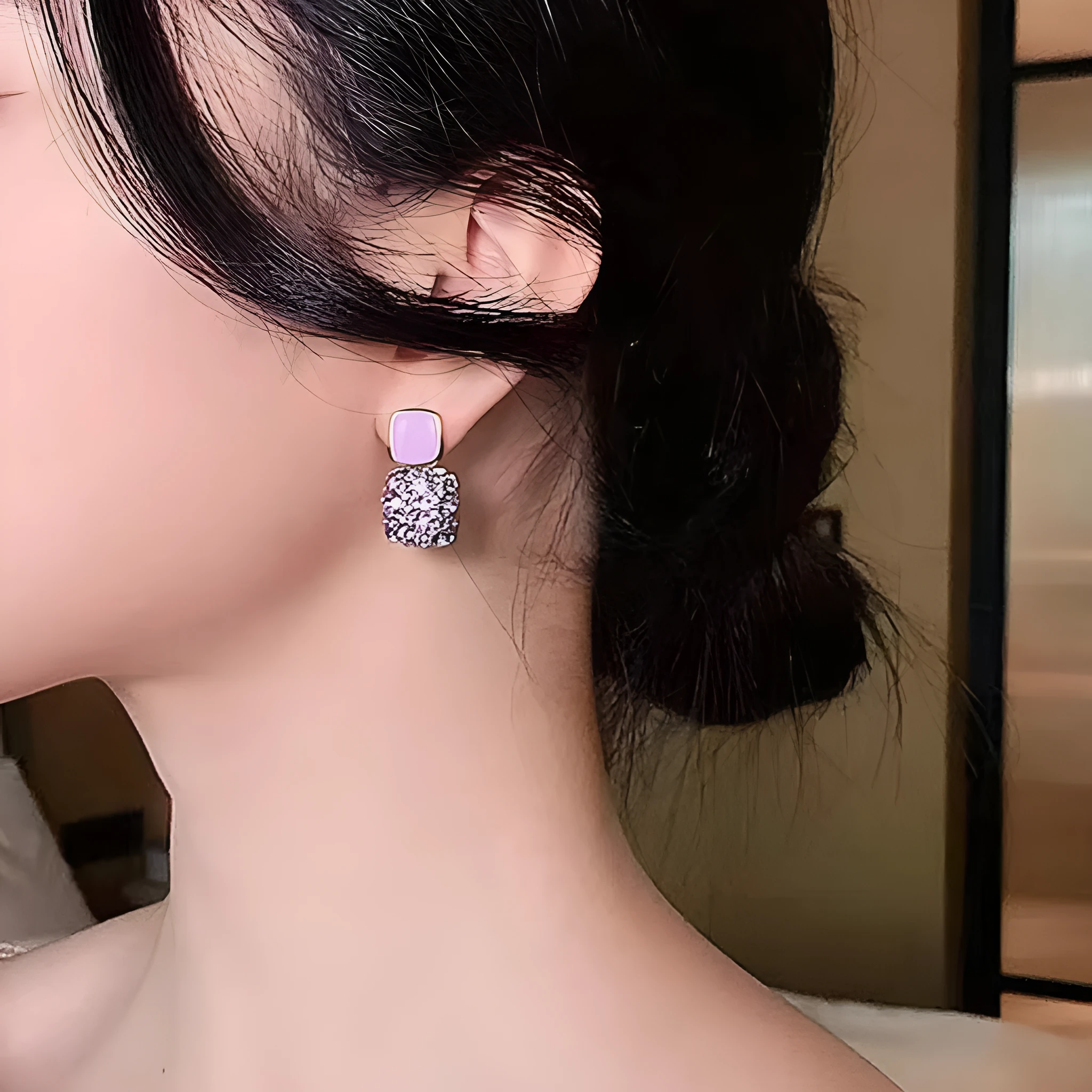 Rhinestone earrings love butterfly flower tassel in silver gold pink black, electroplated finish with imitation pearl