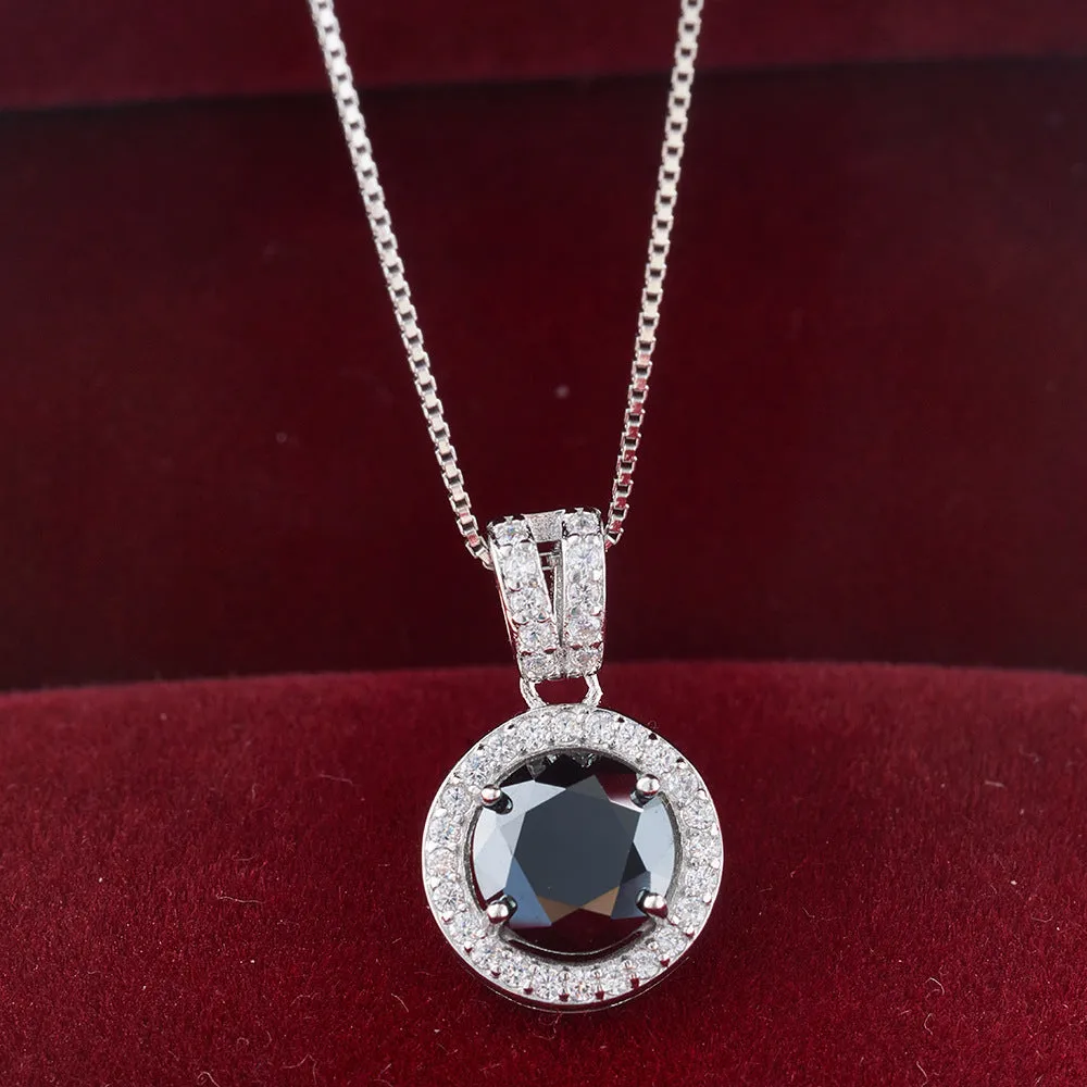 S925 sterling silver moissanite necklace with 1 karat round stone U-shaped setting