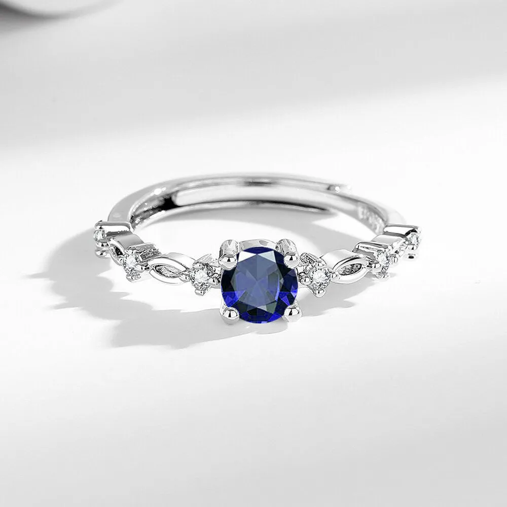 Moissanite ring for women geometric copper adjustable ring high-grade light luxury round dot design with Blue Diamond colour