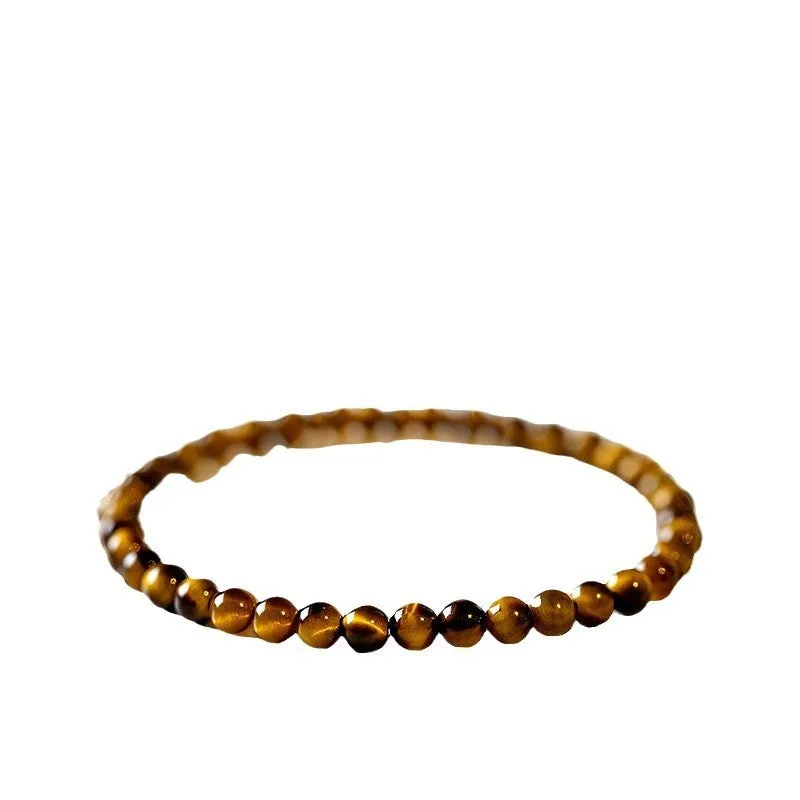 Chinese style Tigereye geometric bracelet with round beads in manual craftsmanship