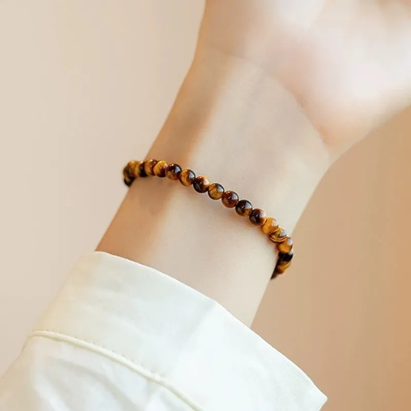 Chinese style Tigereye geometric bracelet with round beads in manual craftsmanship