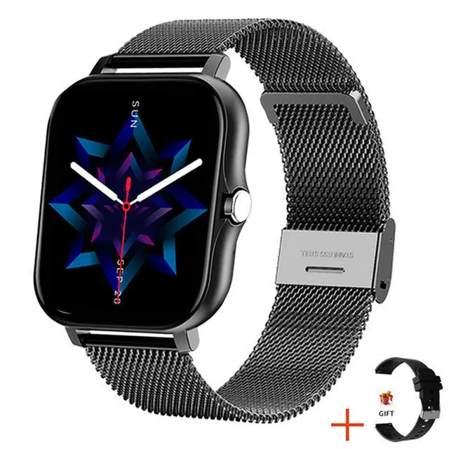 Y13 smart watch with 1.69-inch touch screen, silicone strap, heart rate and step tracking, in pink