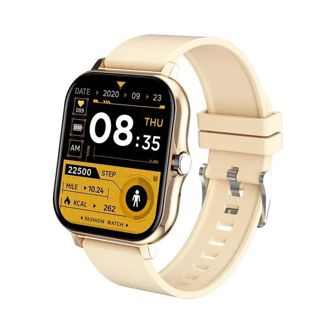 Y13 smart watch with 1.69-inch touch screen, silicone strap, heart rate and step tracking, in pink