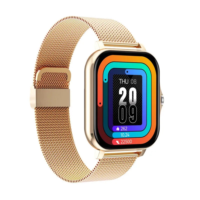 Y13 smart watch with 1.69-inch touch screen, silicone strap, heart rate and step tracking, in pink