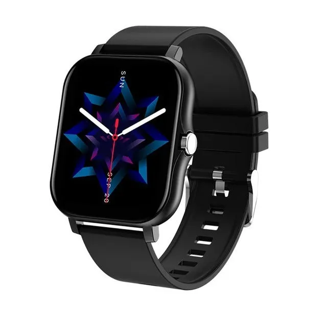 Y13 smart watch with 1.69-inch touch screen, silicone strap, heart rate and step tracking, in pink