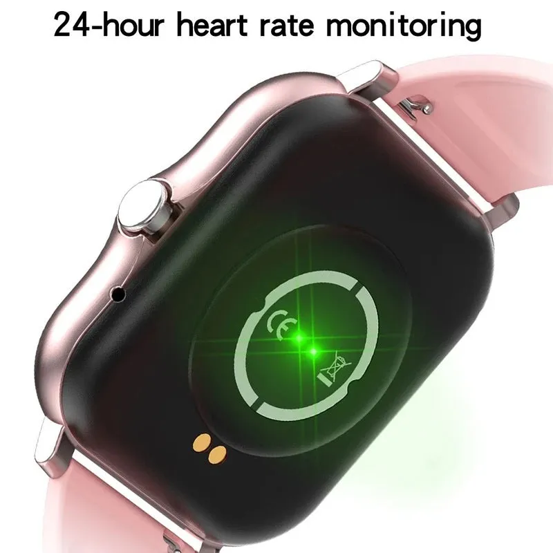 Y13 smart watch with 1.69-inch touch screen, silicone strap, heart rate and step tracking, in pink