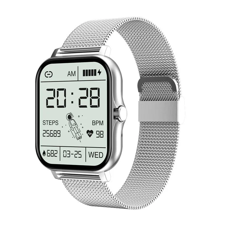 Y13 smart watch with 1.69-inch touch screen, silicone strap, heart rate and step tracking, in pink
