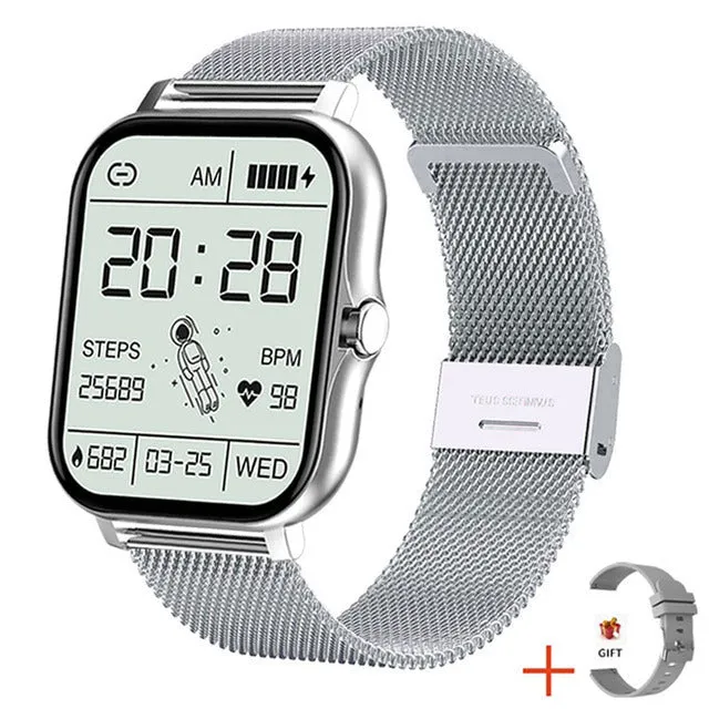 Y13 smart watch with 1.69-inch touch screen, silicone strap, heart rate and step tracking, in pink