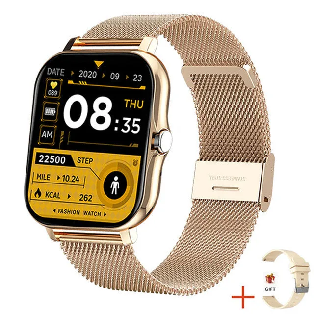 Y13 smart watch with 1.69-inch touch screen, silicone strap, heart rate and step tracking, in pink