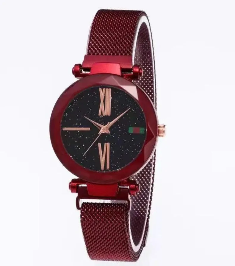 Starry Sky women's watch with magnetic mesh strap, alloy case, and glass surface, 34mm diameter