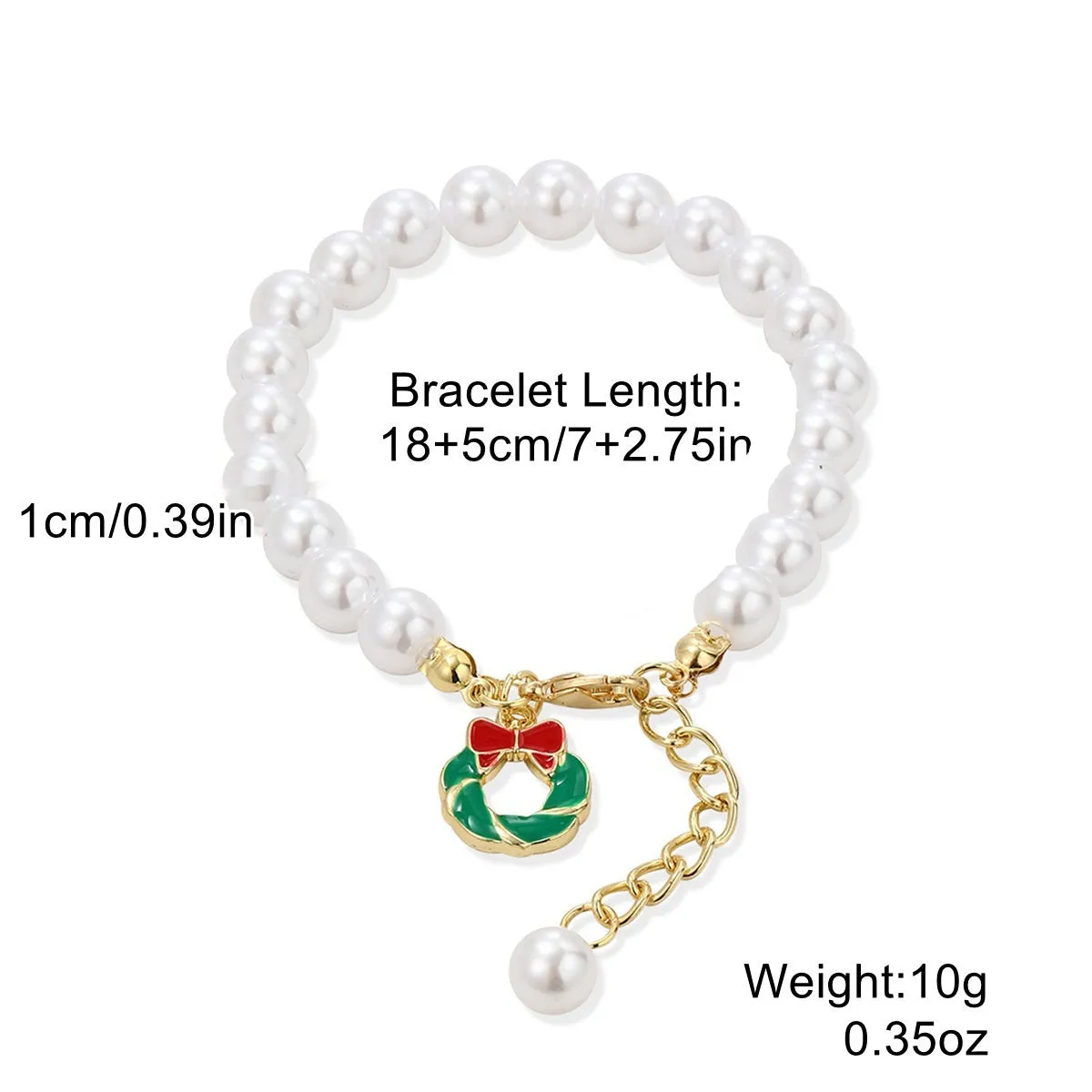 European American new Christmas bracelet pendant set in imitation pearl and polymer clay with Santa Claus design