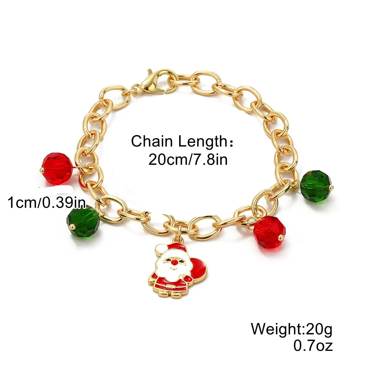 European American new Christmas bracelet pendant set in imitation pearl and polymer clay with Santa Claus design