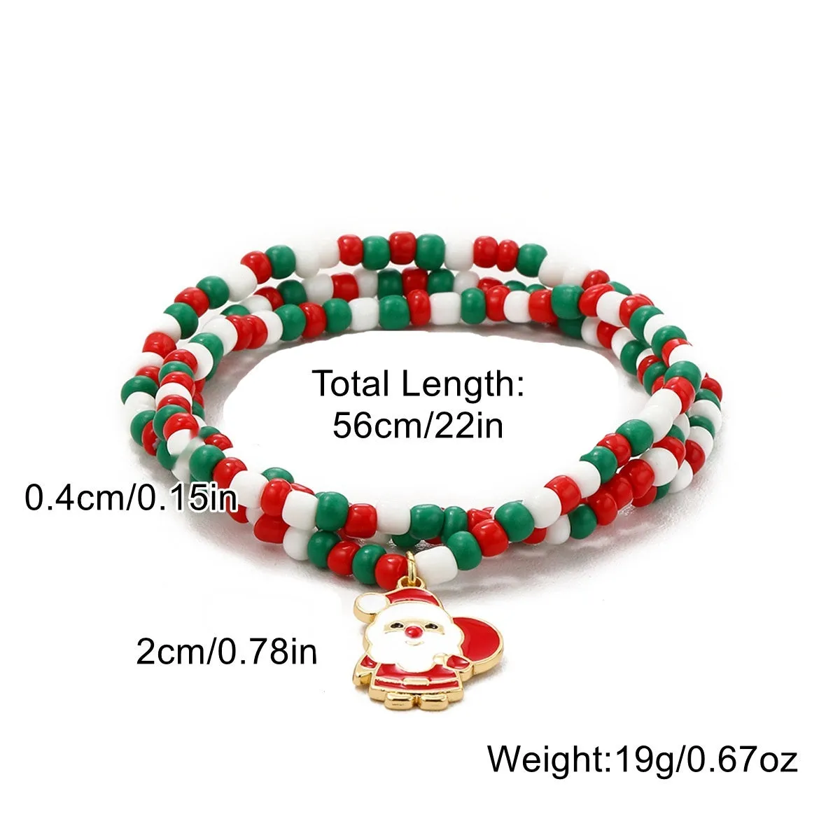 European American new Christmas bracelet pendant set in imitation pearl and polymer clay with Santa Claus design