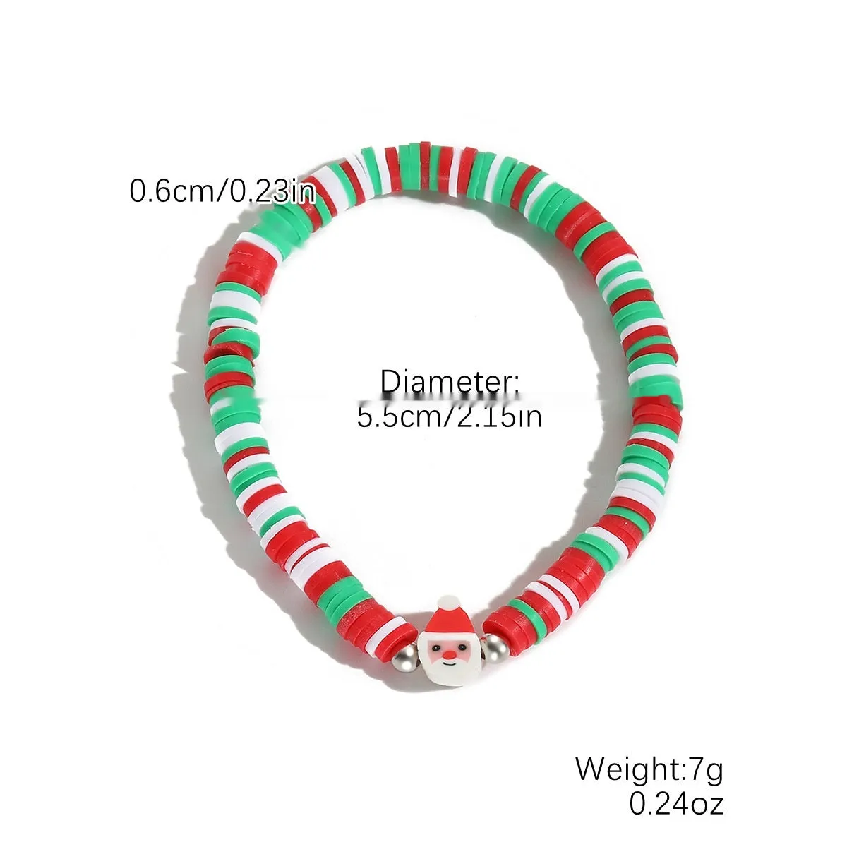 European American new Christmas bracelet pendant set in imitation pearl and polymer clay with Santa Claus design