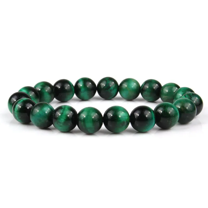 Natural tiger eye stone bracelet with round beads in a choice of colours and sizes
