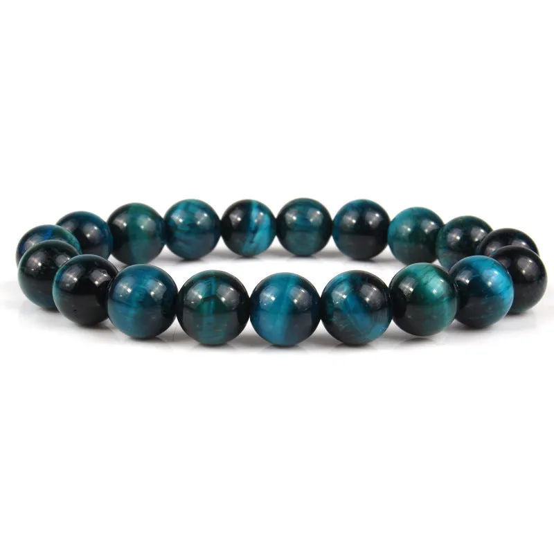 Natural tiger eye stone bracelet with round beads in a choice of colours and sizes