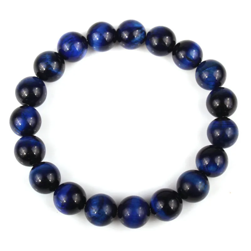Natural tiger eye stone bracelet with round beads in a choice of colours and sizes