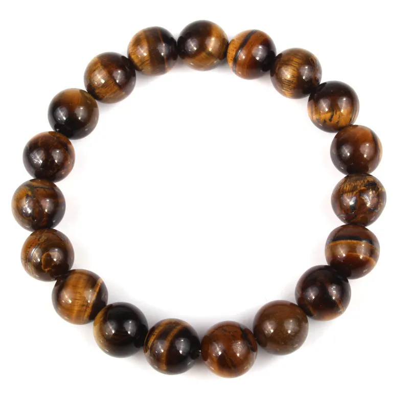 Natural tiger eye stone bracelet with round beads in a choice of colours and sizes