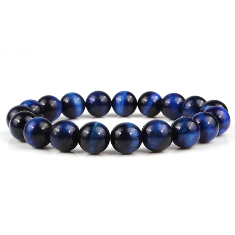 Natural tiger eye stone bracelet with round beads in a choice of colours and sizes