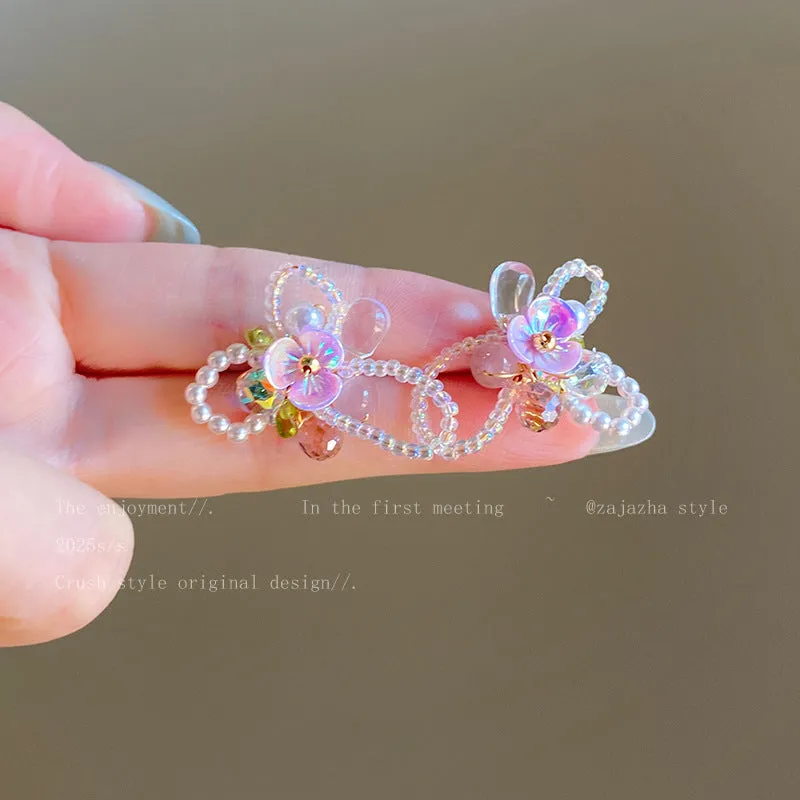 Exaggerated geometric ellipse electroplated mixed material earrings in seaside vacation style, unisex