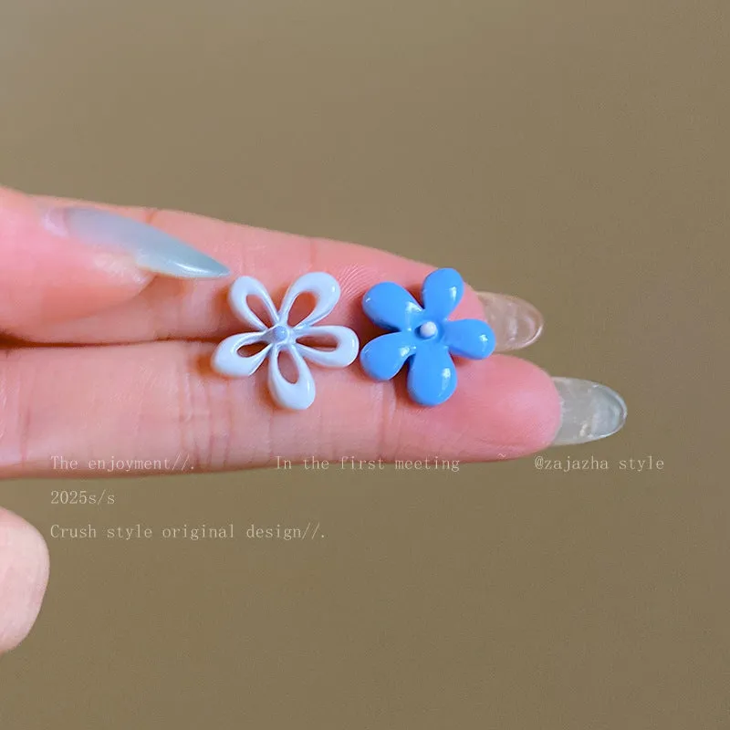 Exaggerated geometric ellipse electroplated mixed material earrings in seaside vacation style, unisex