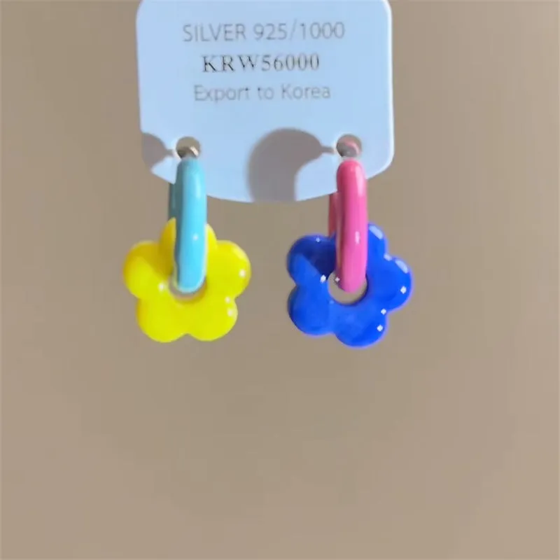 Exaggerated geometric ellipse electroplated mixed material earrings in seaside vacation style, unisex