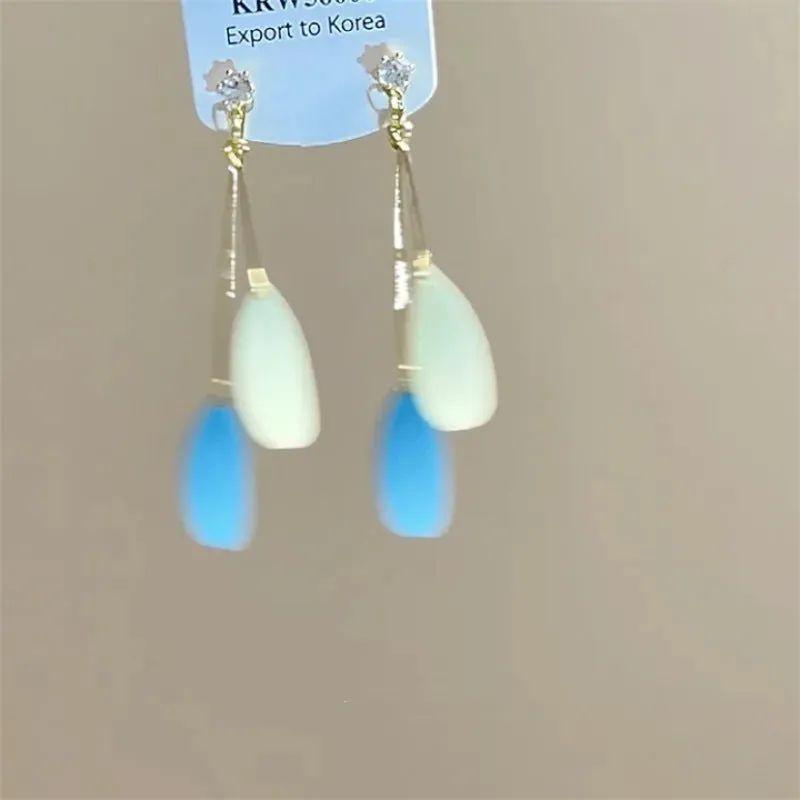 Exaggerated geometric ellipse electroplated mixed material earrings in seaside vacation style, unisex