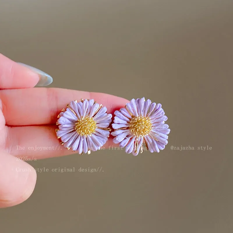 Exaggerated geometric ellipse electroplated mixed material earrings in seaside vacation style, unisex