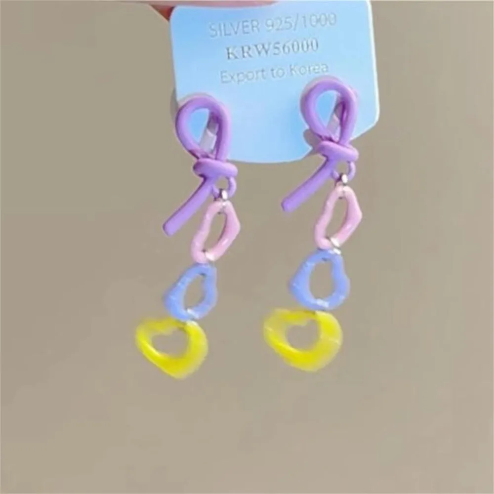 Exaggerated geometric ellipse electroplated mixed material earrings in seaside vacation style, unisex