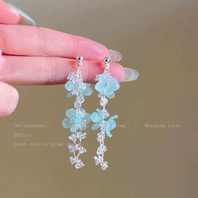 Exaggerated geometric ellipse electroplated mixed material earrings in seaside vacation style, unisex
