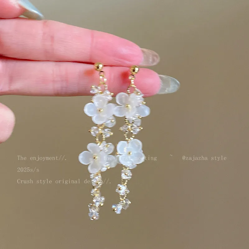 Exaggerated geometric ellipse electroplated mixed material earrings in seaside vacation style, unisex