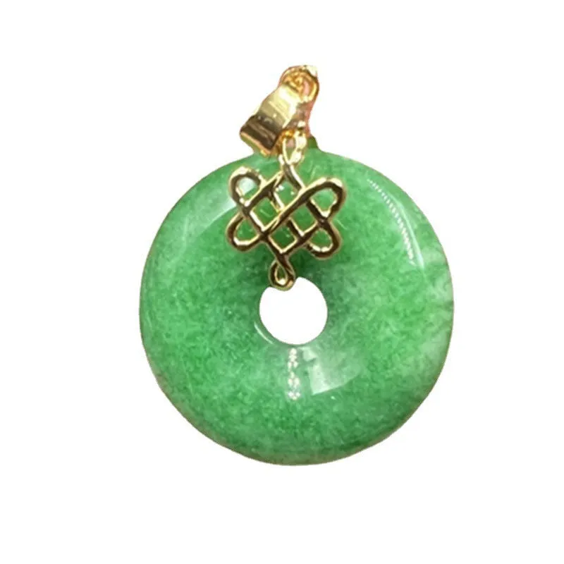 Jade coin buckle pendant necklace dry green colour 25mm diameter natural jade material
