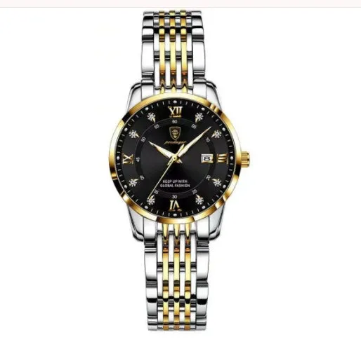 Men's quartz watch with 43mm round dial, sapphire crystal, stainless steel strap, blue face, luminous hands and calendar display