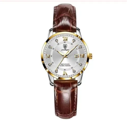 Men's quartz watch with 43mm round dial, sapphire crystal, stainless steel strap, blue face, luminous hands and calendar display