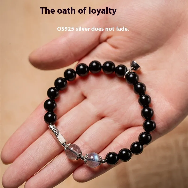 Obsidian Buddha beads couple bracelet DIY kit with 8mm and 10mm beads