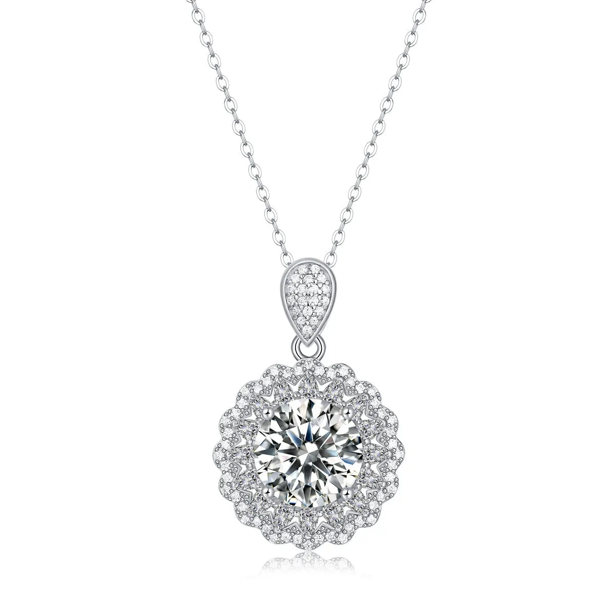 S925 silver necklace round moissanite pendant ball bead chain 5 karat GRA certificate
