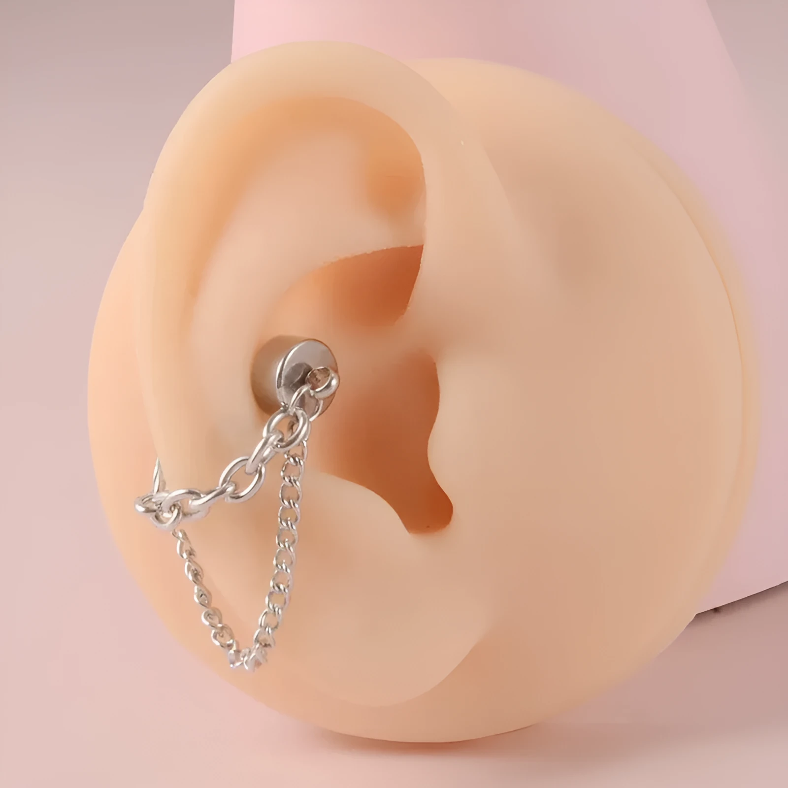 Magnetic suction non-piercing earrings with chain detail made from alloy with micro inlay in European American style