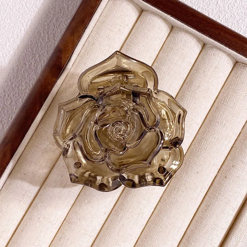 Retro three-dimensional rose grip camellia back head half tie hairpin for women in 6cm size