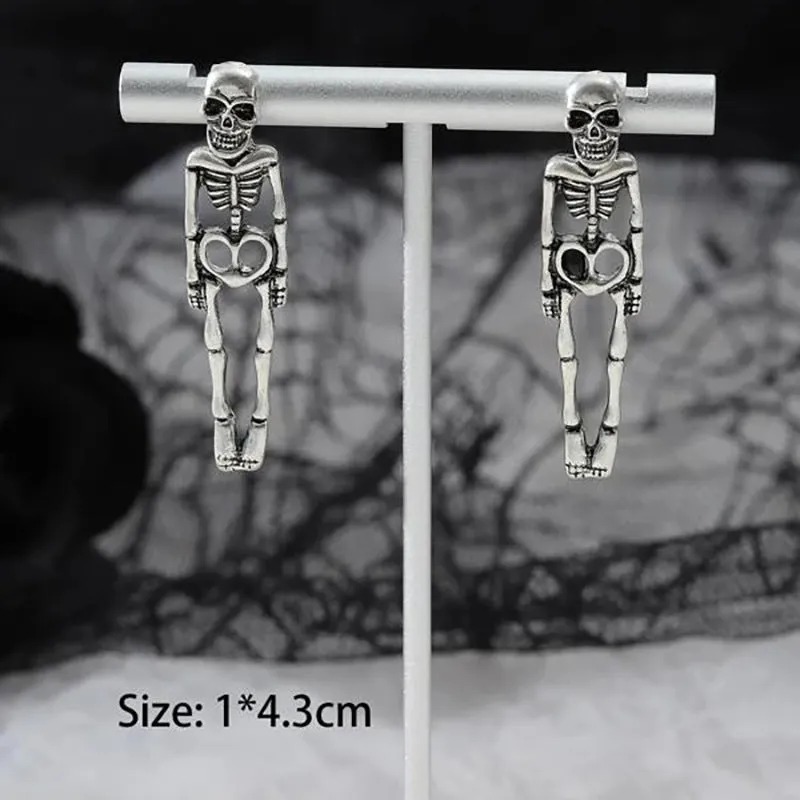 Halloween skull detachable stud earrings in gold and silver alloy with electroplated finish