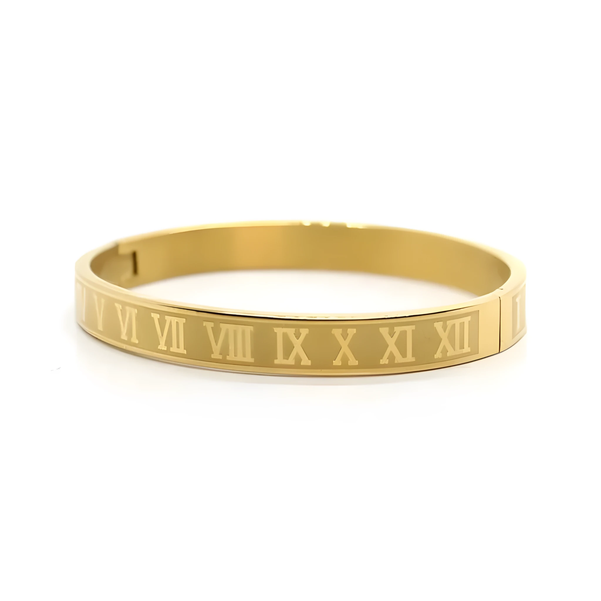 316L stainless steel bangle bracelet in silver finish with smooth surface on neutral background