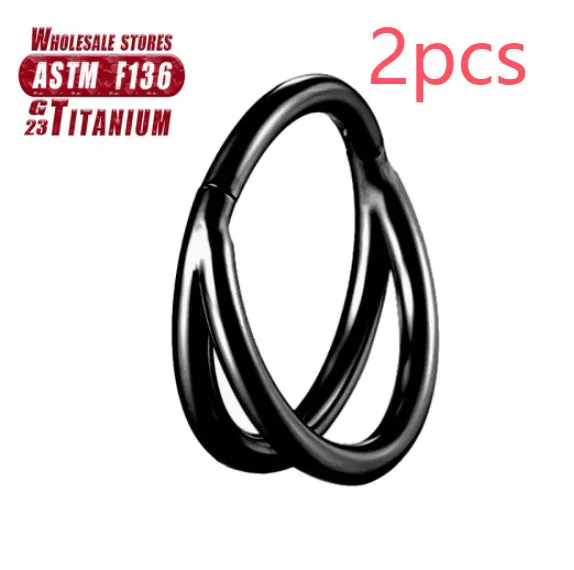 Titanium alloy fork nose ring in silver and gold finishes with and without diamonds, showing 1.2mm gauge.