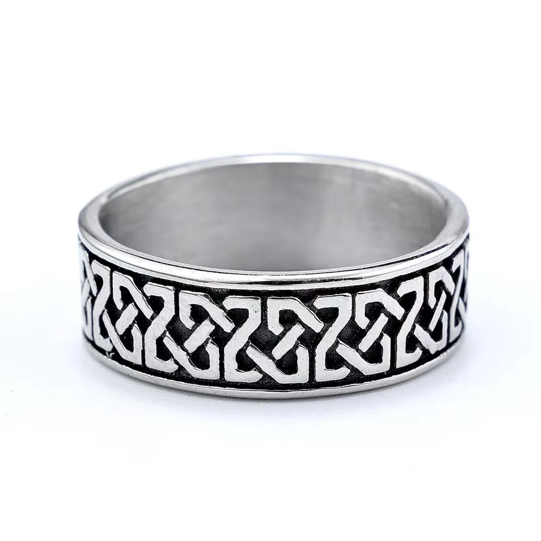 Viking Mobius pendant ring necklace detachable stainless steel men's round engraved text ethnic style